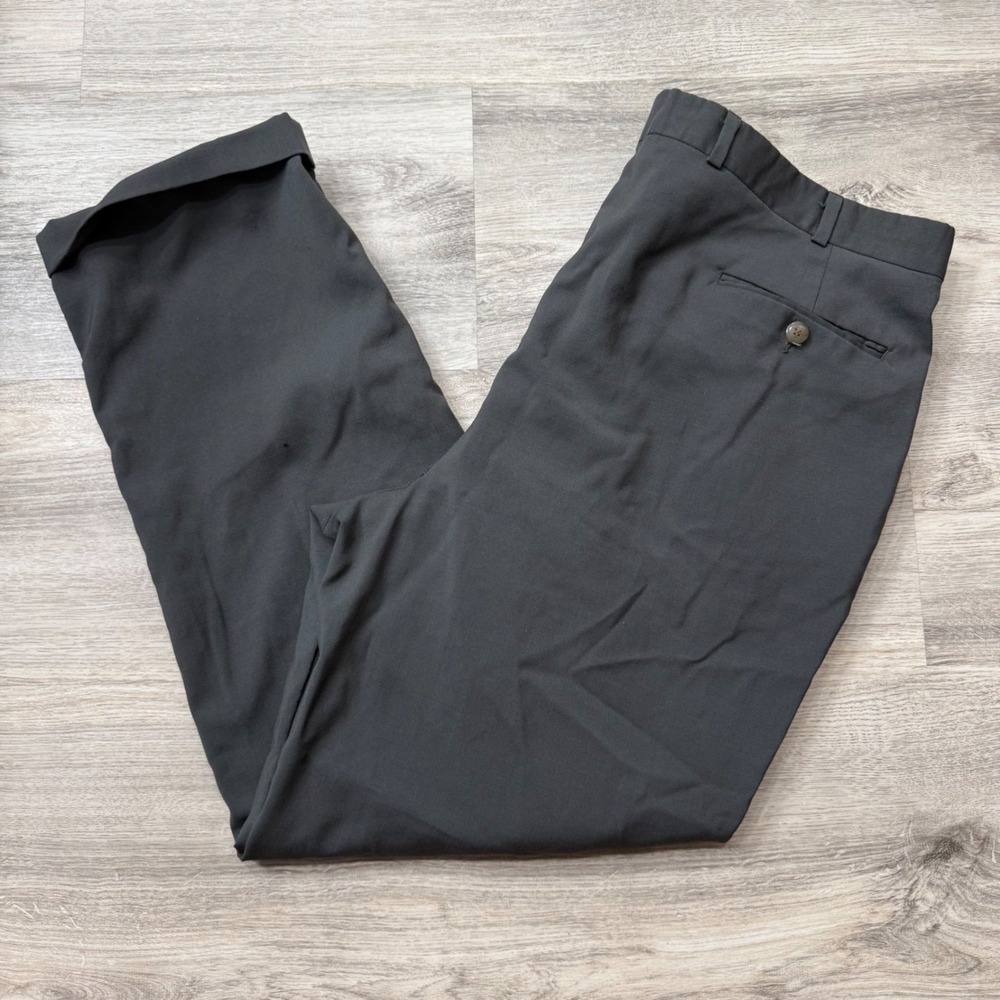 Brandin Le Collezioni Mens Pleated Dress Pants Charcoal Grey Cuffed Size 36